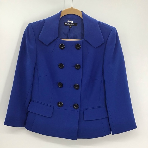 Isabella Demarco Double Breasted Blazer Jacket Career Office Classic Blue Size 4 - Picture 1 of 8